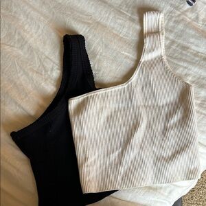 Urban Outfitters Black and White Ribbed Crop Tops